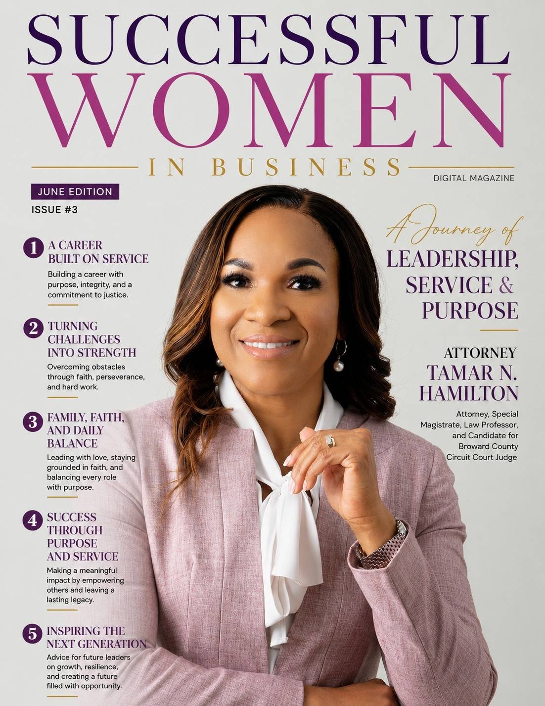 Tamar Hamilton featured on the cover of Successful Women in Business magazine