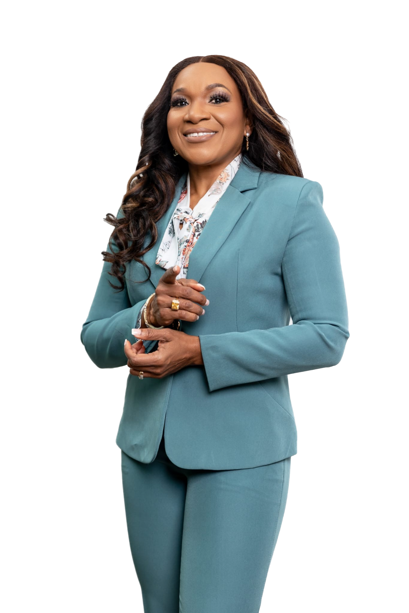 Tamar Hamilton, candidate for Broward County Circuit Court Judge, in a teal suit