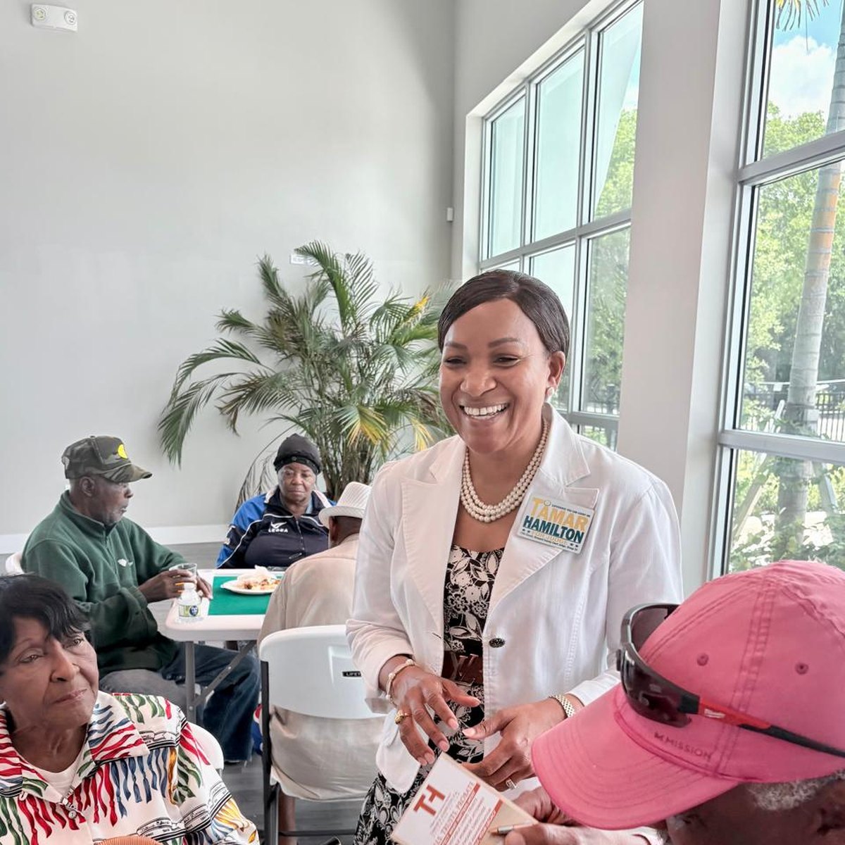 Tamar Hamilton sharing a laugh while campaigning